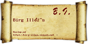 Birg Illés névjegykártya